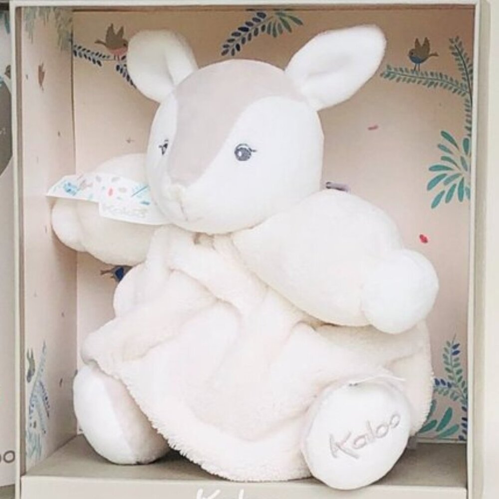 NIB Kaloo New White Plush Fawn Soft Plush Stuffed Animal w/ Gift Box For 0+